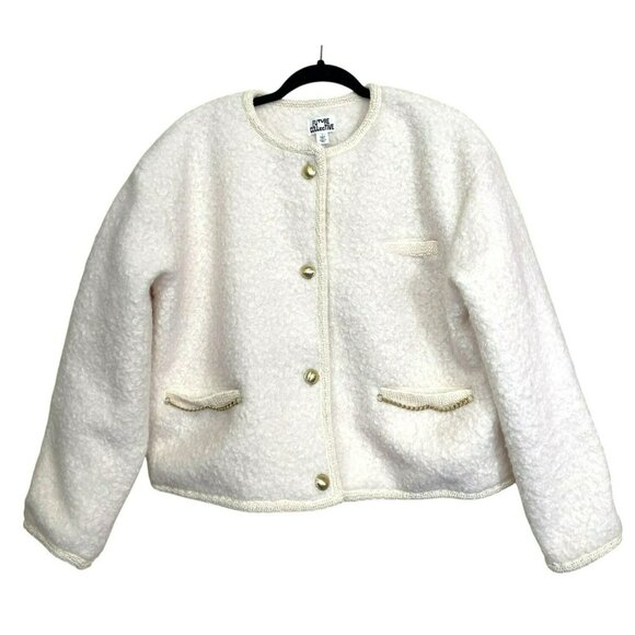 Future Collective Ivory Boucle Jacket Chain Pocket Size Large NEW - Picture 2 of 6